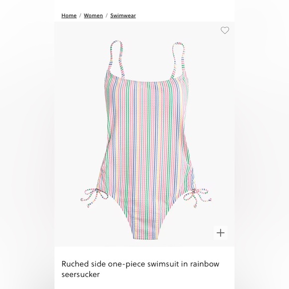 COPY - J Crew Ruched Side Rainbow Seersucker One Piece - Picture 1 of 7